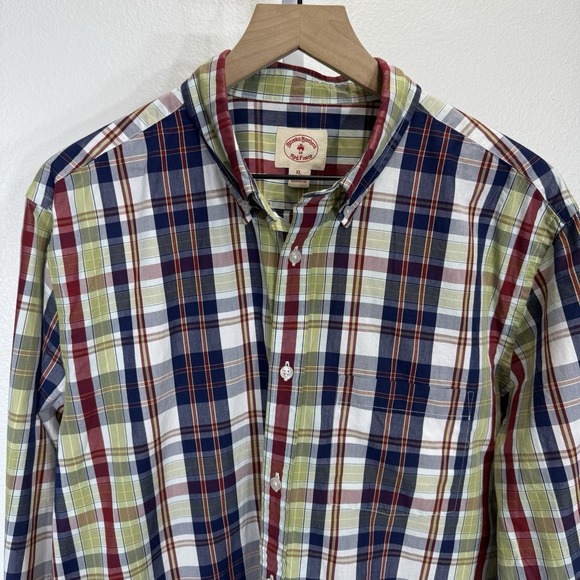 Brooks Brothers Men's XL Red Fleece LS Button Down Plaid 100% Cotton Casual - Picture 3 of 8